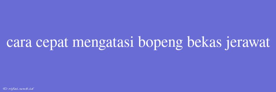 Cara Cepat Mengatasi Bopeng Bekas Jerawat