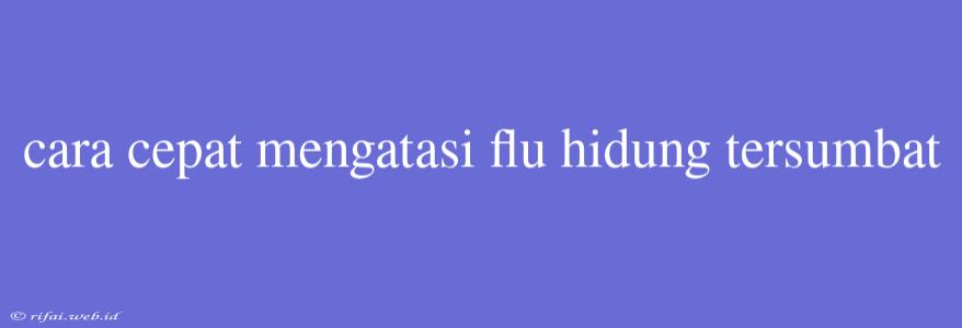 Cara Cepat Mengatasi Flu Hidung Tersumbat