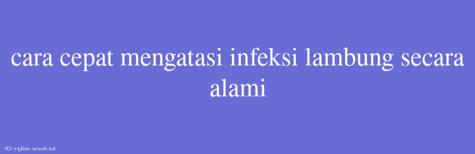 Cara Cepat Mengatasi Infeksi Lambung Secara Alami