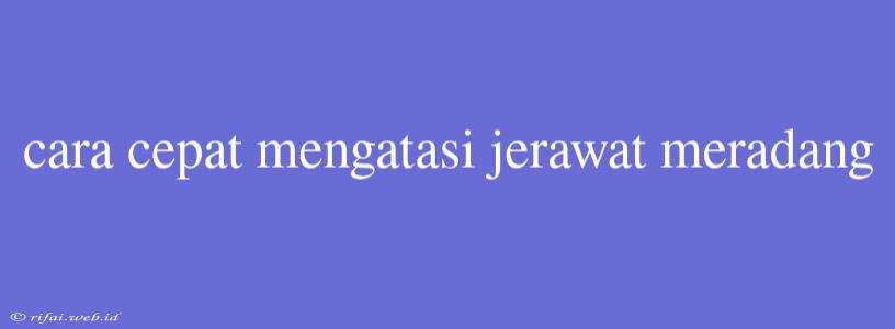 Cara Cepat Mengatasi Jerawat Meradang