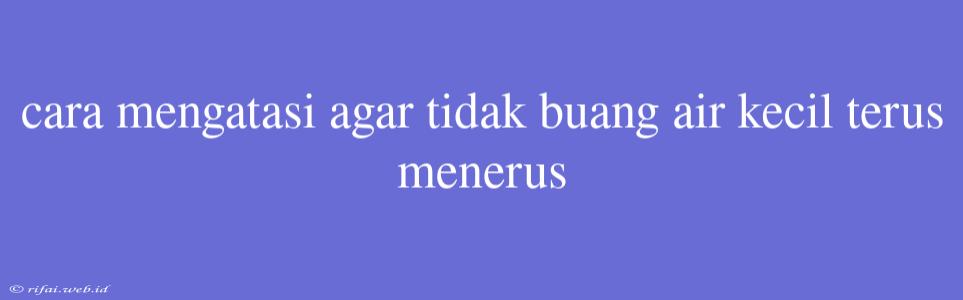 Cara Mengatasi Agar Tidak Buang Air Kecil Terus Menerus