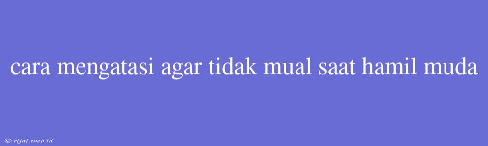 Cara Mengatasi Agar Tidak Mual Saat Hamil Muda