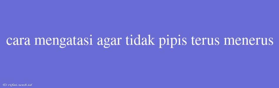 Cara Mengatasi Agar Tidak Pipis Terus Menerus