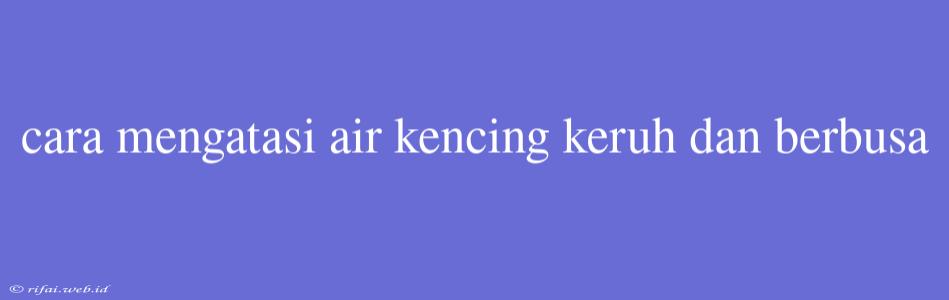 Cara Mengatasi Air Kencing Keruh Dan Berbusa