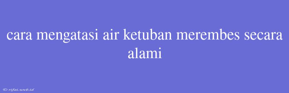 Cara Mengatasi Air Ketuban Merembes Secara Alami