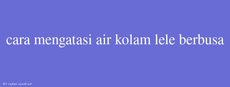 Cara Mengatasi Air Kolam Lele Berbusa