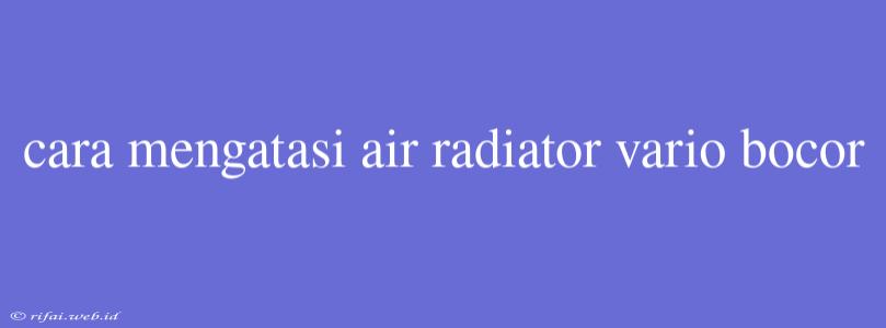 Cara Mengatasi Air Radiator Vario Bocor