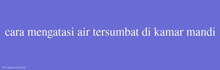 Cara Mengatasi Air Tersumbat Di Kamar Mandi