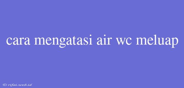 Cara Mengatasi Air Wc Meluap