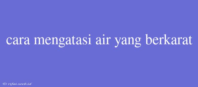 Cara Mengatasi Air Yang Berkarat