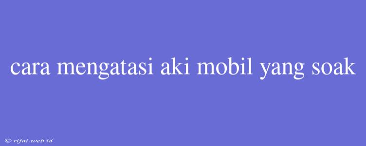 Cara Mengatasi Aki Mobil Yang Soak