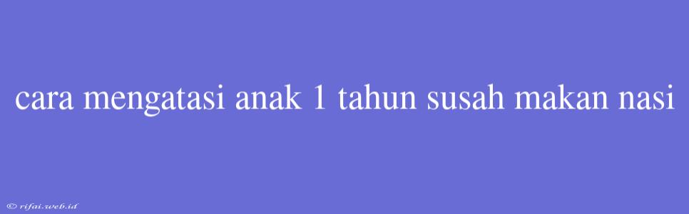 Cara Mengatasi Anak 1 Tahun Susah Makan Nasi