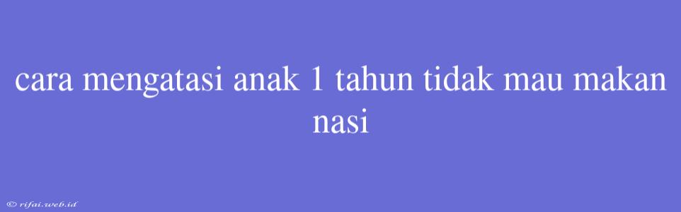 Cara Mengatasi Anak 1 Tahun Tidak Mau Makan Nasi