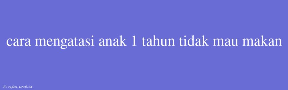 Cara Mengatasi Anak 1 Tahun Tidak Mau Makan