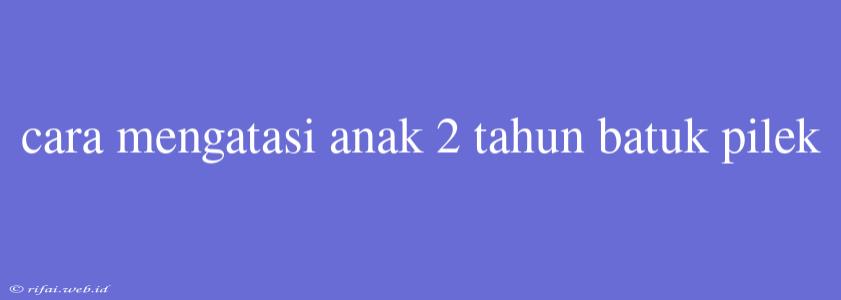 Cara Mengatasi Anak 2 Tahun Batuk Pilek