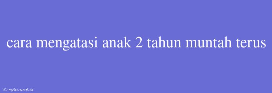 Cara Mengatasi Anak 2 Tahun Muntah Terus