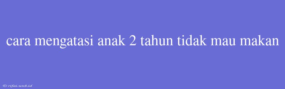 Cara Mengatasi Anak 2 Tahun Tidak Mau Makan