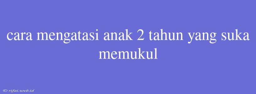 Cara Mengatasi Anak 2 Tahun Yang Suka Memukul