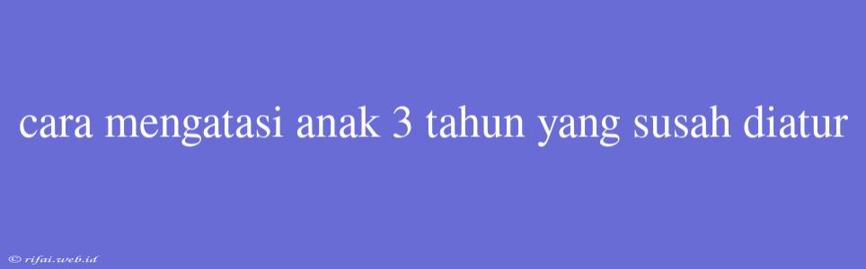 Cara Mengatasi Anak 3 Tahun Yang Susah Diatur