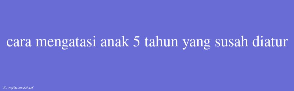 Cara Mengatasi Anak 5 Tahun Yang Susah Diatur