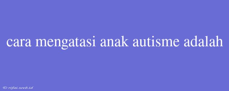 Cara Mengatasi Anak Autisme Adalah