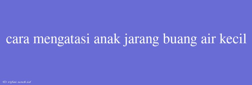 Cara Mengatasi Anak Jarang Buang Air Kecil