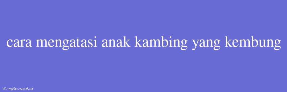 Cara Mengatasi Anak Kambing Yang Kembung