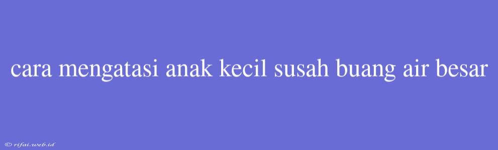 Cara Mengatasi Anak Kecil Susah Buang Air Besar