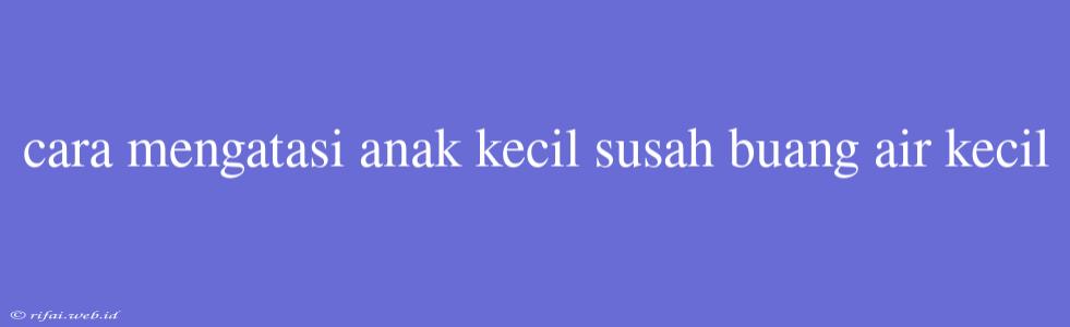 Cara Mengatasi Anak Kecil Susah Buang Air Kecil