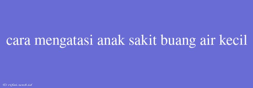 Cara Mengatasi Anak Sakit Buang Air Kecil