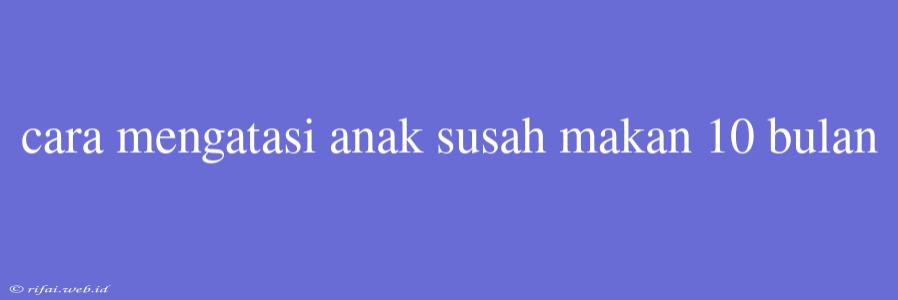 Cara Mengatasi Anak Susah Makan 10 Bulan