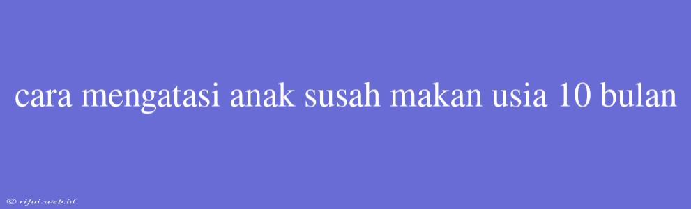 Cara Mengatasi Anak Susah Makan Usia 10 Bulan