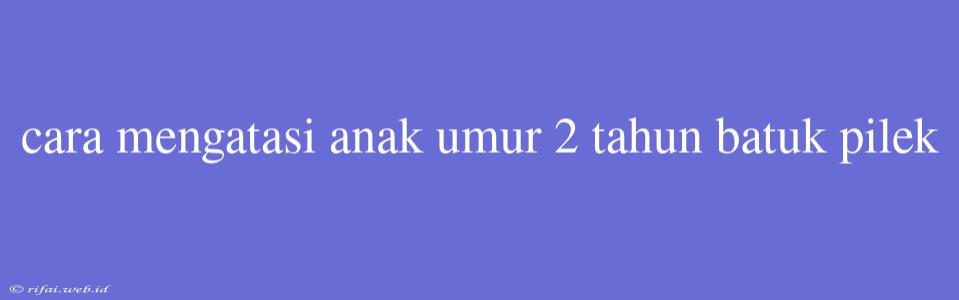 Cara Mengatasi Anak Umur 2 Tahun Batuk Pilek