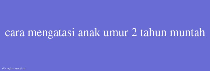 Cara Mengatasi Anak Umur 2 Tahun Muntah