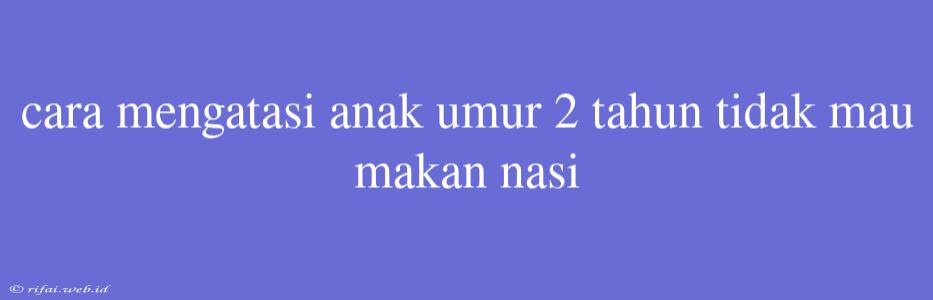 Cara Mengatasi Anak Umur 2 Tahun Tidak Mau Makan Nasi