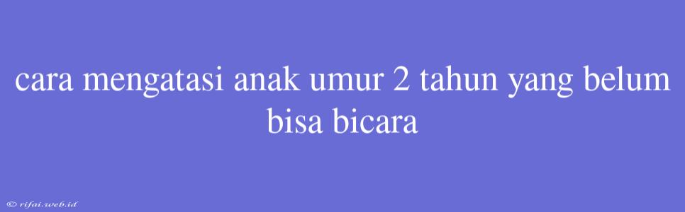 Cara Mengatasi Anak Umur 2 Tahun Yang Belum Bisa Bicara