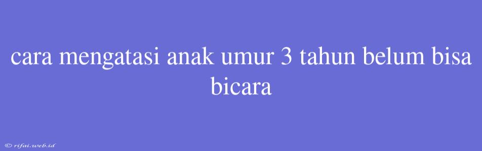 Cara Mengatasi Anak Umur 3 Tahun Belum Bisa Bicara