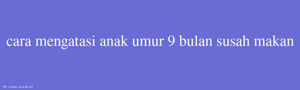 Cara Mengatasi Anak Umur 9 Bulan Susah Makan