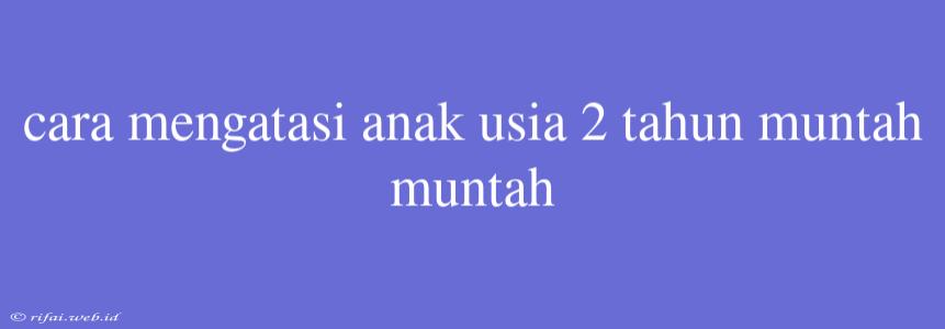 Cara Mengatasi Anak Usia 2 Tahun Muntah Muntah