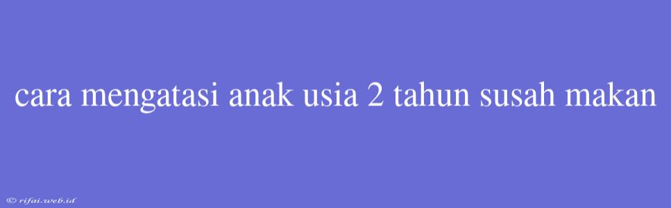 Cara Mengatasi Anak Usia 2 Tahun Susah Makan