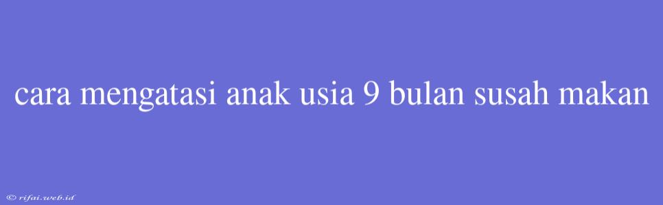 Cara Mengatasi Anak Usia 9 Bulan Susah Makan