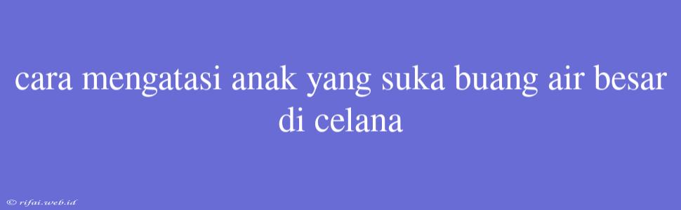 Cara Mengatasi Anak Yang Suka Buang Air Besar Di Celana