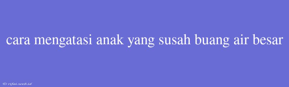 Cara Mengatasi Anak Yang Susah Buang Air Besar