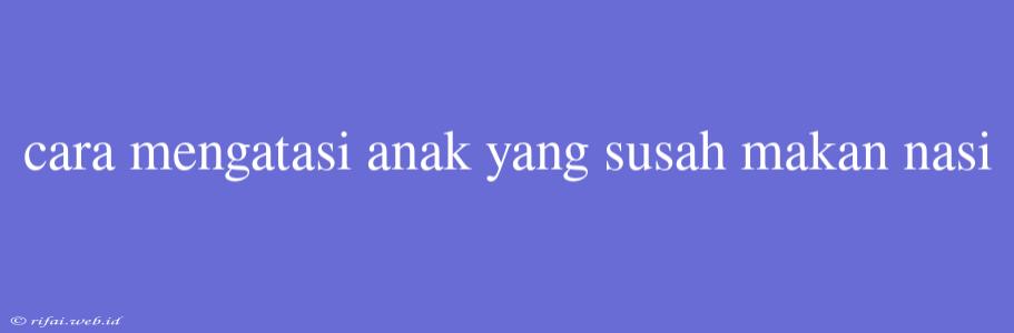 Cara Mengatasi Anak Yang Susah Makan Nasi