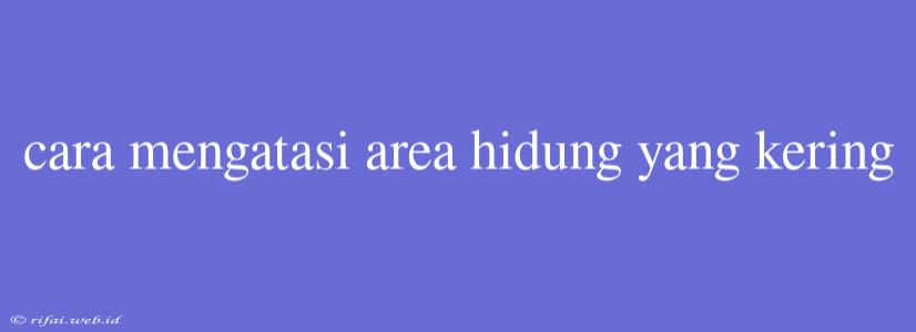 Cara Mengatasi Area Hidung Yang Kering