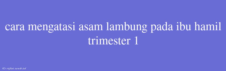 Cara Mengatasi Asam Lambung Pada Ibu Hamil Trimester 1