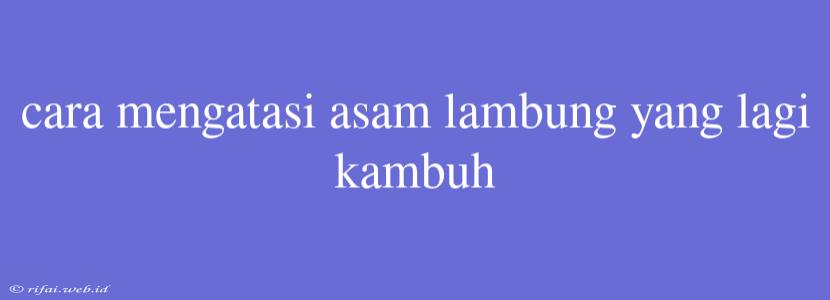 Cara Mengatasi Asam Lambung Yang Lagi Kambuh