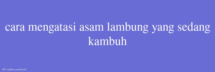 Cara Mengatasi Asam Lambung Yang Sedang Kambuh