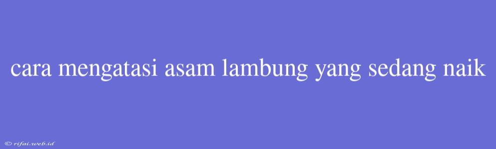 Cara Mengatasi Asam Lambung Yang Sedang Naik