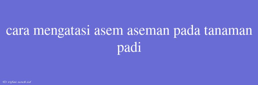 Cara Mengatasi Asem Aseman Pada Tanaman Padi